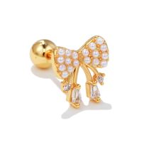 Fashion Heart Shape Copper Plating Inlay Artificial Pearls Zircon Ear Studs 1 Piece sku image 40