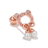 Fashion Heart Shape Copper Plating Inlay Artificial Pearls Zircon Ear Studs 1 Piece sku image 51