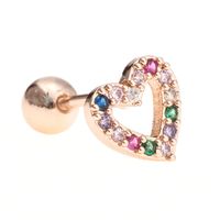 Fashion Heart Shape Brass Plating Zircon Ear Studs 1 Piece sku image 24