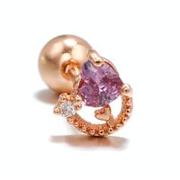 Fashion Heart Shape Brass Plating Zircon Ear Studs 1 Piece sku image 7