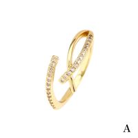 Fashion Geometric Copper Gold Plated Zircon Open Ring 1 Piece main image 10
