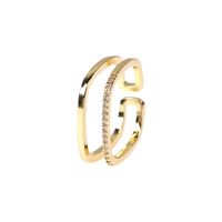 Simple Style Solid Color Copper Plating Inlay Zircon Gold Plated Open Ring sku image 5