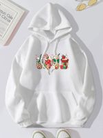 Women's Hoodie Long Sleeve Hoodies & Sweatshirts Printing Pocket Simple Style Cup Snowman Snowflake main image 5