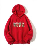 Women's Hoodie Long Sleeve Hoodies & Sweatshirts Printing Pocket Simple Style Cup Snowman Snowflake main image 4