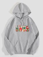 Frau Kapuzenpullover Lange Ärmel Hoodies & Sweatshirts Drucken Tasche Einfacher Stil Becher Schneemann Schneeflocke main image 7