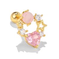 Love Ear Bone Studs Pink Peach Heart Star Moon Small Stud Earrings sku image 37