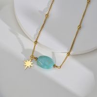 Retro Star Stainless Steel Inlay Natural Stone Necklace 1 Piece main image 3