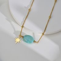 Retro Star Stainless Steel Inlay Natural Stone Necklace 1 Piece sku image 2