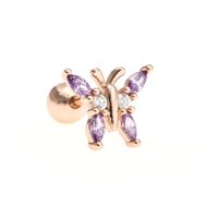Glam Butterfly Brass Inlay Zircon Ear Studs 1 Piece sku image 13
