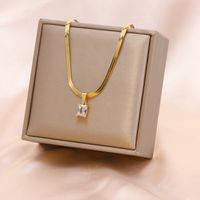 Fashion Square Stainless Steel Plating Inlay Zircon Pendant Necklace 1 Piece sku image 22