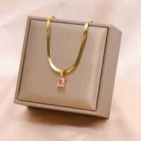 Fashion Square Stainless Steel Plating Inlay Zircon Pendant Necklace 1 Piece sku image 25