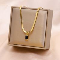 Fashion Square Stainless Steel Plating Inlay Zircon Pendant Necklace 1 Piece sku image 23