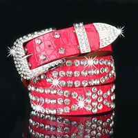 Cool Style Leopard Pu Leather Alloy Inlay Rhinestones Women's Leather Belts 1 Piece sku image 6