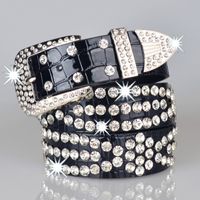 Cool Style Leopard Pu Leather Alloy Inlay Rhinestones Women's Leather Belts 1 Piece sku image 3