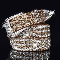 Estilo De Moda Leopardo Cuero Sintético Aleación Embutido Diamantes De Imitación Mujeres Cinturones De Cuero 1 Pieza main image 1