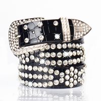 Cool Style Leopard Pu Leather Alloy Inlay Rhinestones Women's Leather Belts 1 Piece main image 2