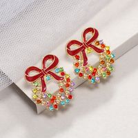 Fashion Wreath Alloy Enamel Plating Inlay Rhinestones Women's Ear Studs 1 Pair main image 6