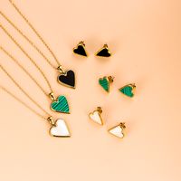 Wholesale Fashion Heart Shape Stainless Steel Gold Plated Shell Earrings Necklace main image 1