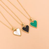 Wholesale Fashion Heart Shape Stainless Steel Gold Plated Shell Earrings Necklace main image 4