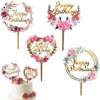 Birthday Letter Heart Shape Flower Arylic Party Cake Decorating Supplies 1 Piece main image 4