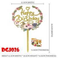 Date D'anniversaire Lettre Forme De Cœur Fleur Arylique Fête Fournitures De Décoration De Gâteaux 1 Pièce sku image 51