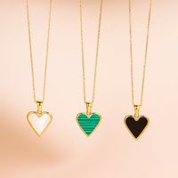 Wholesale Fashion Heart Shape Stainless Steel Gold Plated Shell Earrings Necklace main image 2