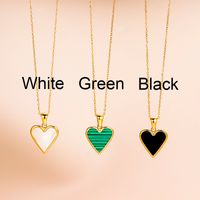 Wholesale Fashion Heart Shape Stainless Steel Gold Plated Shell Earrings Necklace sku image 1