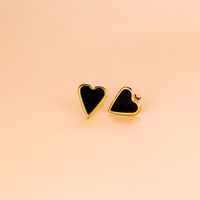 Wholesale Fashion Heart Shape Stainless Steel Gold Plated Shell Earrings Necklace sku image 5
