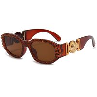 Retro Streetwear Solid Color Ac Oval Frame Diamond Full Frame Women's Sunglasses sku image 4