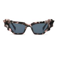 Retro Color Block Ac Cat Eye Rhinestone Full Frame Women's Sunglasses main image 4