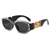 Retro Streetwear Solid Color Ac Oval Frame Diamond Full Frame Women's Sunglasses main image 3