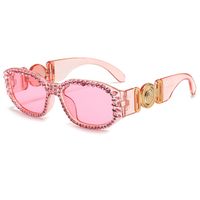 Retro Streetwear Solid Color Ac Oval Frame Diamond Full Frame Women's Sunglasses main image 4
