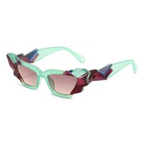 Retro Color Block Ac Cat Eye Rhinestone Full Frame Women's Sunglasses sku image 4