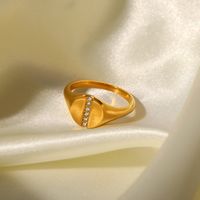 Fashion Geometric Stainless Steel Gold Plated Zircon Rings main image 3