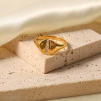 Fashion Geometric Stainless Steel Gold Plated Zircon Rings main image 2
