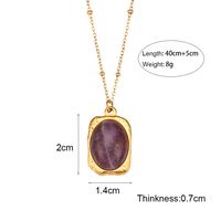 Vintage Style Oval Stainless Steel Plating Natural Stone Pendant Necklace main image 5
