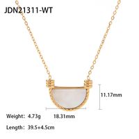 Elegant Semicircle Stainless Steel Titanium Steel Inlay Shell Pendant Necklace sku image 2