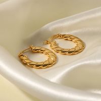 Retro Geometric Stainless Steel Gold Plated Earrings 1 Pair main image 1