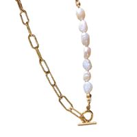 Fashion Cross Heart Shape Titanium Steel Pearl Chain Necklace 1 Piece main image 2