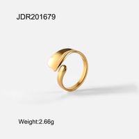 Mode Geometrisch Rostfreier Stahl Überzug Künstlicher Diamant Vergoldet Offener Ring sku image 1