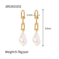 Fashion Geometric Stainless Steel Gold Plated Pearl Drop Earrings 1 Pair sku image 1