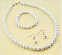 Fashion Flower Imitation Pearl Alloy Beaded Plating Women's Bracelets Earrings Necklace 1 Set sku image 1