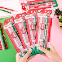 Cute Creative Christmas Gift Stationery Pupils' Portable  Pencil Rubber Set sku image 1