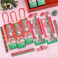 Nette Kreative Weihnachten Geschenk Schreibwaren Pupils' Tragbare Bleistift Gummi Set main image 1