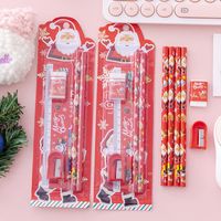 Fashion Pencil Sharpener Rubber Christmas Stationery Five-piece Set sku image 1