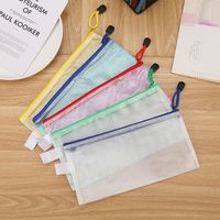 Fashion A4 Grid Zippered Waterproof Transparent Storage File Bag 1 Piece sku image 7