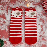 Women's Cute Santa Claus Bear Snowflake Cotton Crew Socks sku image 4