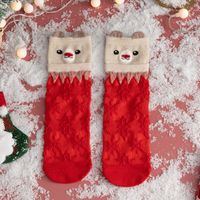 Women's Cute Santa Claus Bear Snowflake Cotton Crew Socks sku image 2