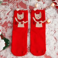 Women's Cute Santa Claus Bear Snowflake Cotton Crew Socks sku image 6