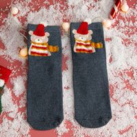 Women's Cute Santa Claus Bear Snowflake Cotton Crew Socks sku image 8
